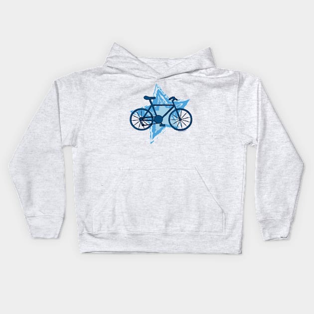 Blue Bike Star Kids Hoodie by Barthol Graphics